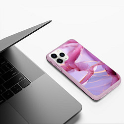 Чехол iPhone 11 Pro матовый Куски розового мрамора, цвет: 3D-розовый — фото 2