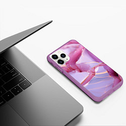 Чехол iPhone 11 Pro матовый Куски розового мрамора, цвет: 3D-фиолетовый — фото 2