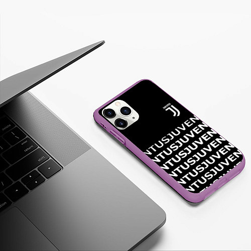 Чехол iPhone 11 Pro матовый Juventus pattern fc club steel / 3D-Фиолетовый – фото 3
