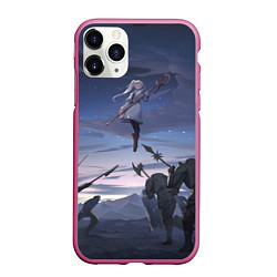 Чехол iPhone 11 Pro матовый Sousou no Frieren Фрирен battle, цвет: 3D-малиновый