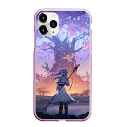 Чехол iPhone 11 Pro матовый Sousou no Frieren Фрирен tree, цвет: 3D-розовый