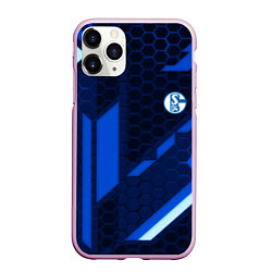 Чехол iPhone 11 Pro матовый Schalke 04 sport geometry, цвет: 3D-розовый