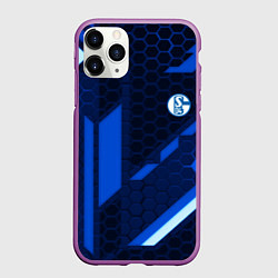 Чехол iPhone 11 Pro матовый Schalke 04 sport geometry, цвет: 3D-фиолетовый