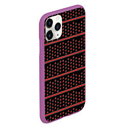 Чехол iPhone 11 Pro матовый Красные круги и полосы, цвет: 3D-фиолетовый — фото 2