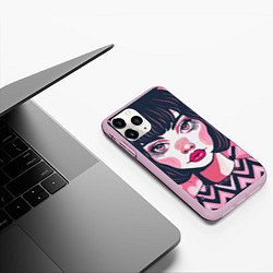Чехол iPhone 11 Pro матовый Красотка с сердечками, цвет: 3D-розовый — фото 2