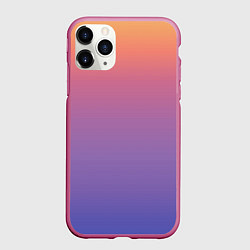 Чехол iPhone 11 Pro матовый Градиент закатное небо желтый фиолетовый, цвет: 3D-малиновый