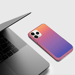 Чехол iPhone 11 Pro матовый Градиент закатное небо желтый фиолетовый, цвет: 3D-малиновый — фото 2