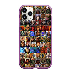 Чехол iPhone 11 Pro матовый Портреты всех героев, цвет: 3D-фиолетовый