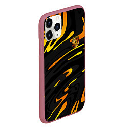 Чехол iPhone 11 Pro матовый Porsche - Желтые разводы, цвет: 3D-малиновый — фото 2
