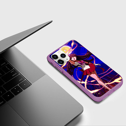 Чехол iPhone 11 Pro матовый Sailor Moon Рэй Хино / 3D-Фиолетовый – фото 3