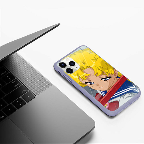 Чехол iPhone 11 Pro матовый Sailor Moon Усаги Цукино грустит / 3D-Светло-сиреневый – фото 3