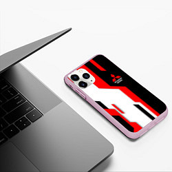 Чехол iPhone 11 Pro матовый Mitsubishi red uniform, цвет: 3D-розовый — фото 2