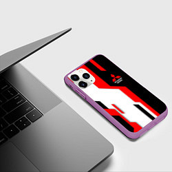Чехол iPhone 11 Pro матовый Mitsubishi red uniform, цвет: 3D-фиолетовый — фото 2