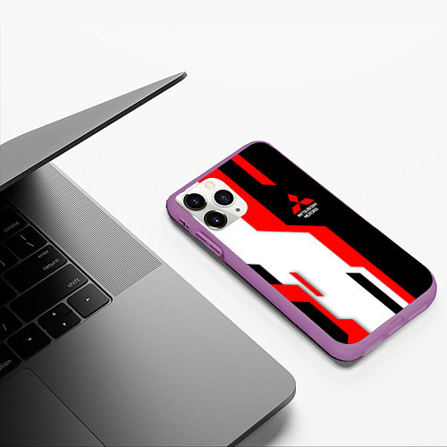 Чехол iPhone 11 Pro матовый Mitsubishi red uniform / 3D-Фиолетовый – фото 3