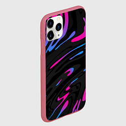 Чехол iPhone 11 Pro матовый Неоновые разводы - фиолетовый, цвет: 3D-малиновый — фото 2