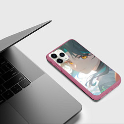 Чехол iPhone 11 Pro матовый Genshin Impact Xiao Adept smile, цвет: 3D-малиновый — фото 2