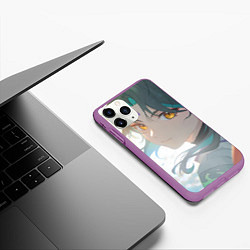 Чехол iPhone 11 Pro матовый Genshin Impact Xiao Adept smile, цвет: 3D-фиолетовый — фото 2