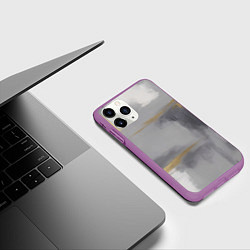 Чехол iPhone 11 Pro матовый Серо золотая абстракция, цвет: 3D-фиолетовый — фото 2
