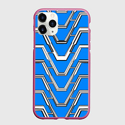 Чехол iPhone 11 Pro матовый Техно броня синяя, цвет: 3D-малиновый