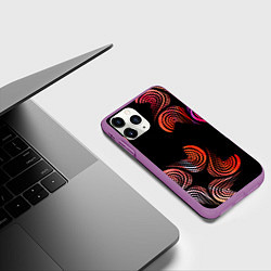 Чехол iPhone 11 Pro матовый Чёрные звёзды и завихрения, цвет: 3D-фиолетовый — фото 2