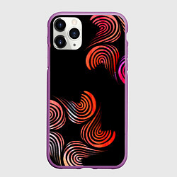 Чехол iPhone 11 Pro матовый Чёрные звёзды и завихрения, цвет: 3D-фиолетовый
