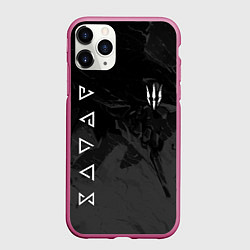 Чехол iPhone 11 Pro матовый Ведьмак - знаки начальной магии, цвет: 3D-малиновый