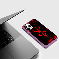 Чехол iPhone 11 Pro матовый Клеймо жертвы и брызги - Аниме Берсерк, цвет: 3D-фиолетовый — фото 2