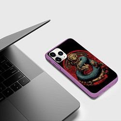Чехол iPhone 11 Pro матовый Боевой дракон Муай-тай, цвет: 3D-фиолетовый — фото 2
