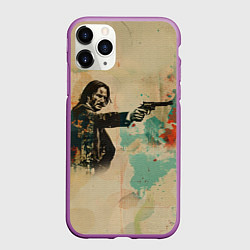 Чехол iPhone 11 Pro матовый Джон Уик в стиле гранж, цвет: 3D-фиолетовый