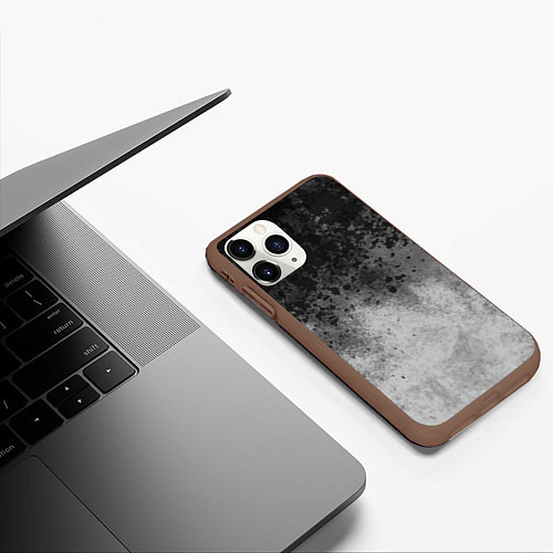 Чехол iPhone 11 Pro матовый Абстракция - серые чернила / 3D-Коричневый – фото 3