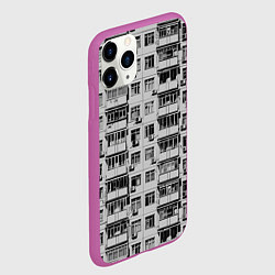 Чехол iPhone 11 Pro матовый Панелька в черно-белых тонах, цвет: 3D-фиолетовый — фото 2