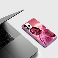 Чехол iPhone 11 Pro матовый Джон Уик в розовых очках сердечках, цвет: 3D-фиолетовый — фото 2