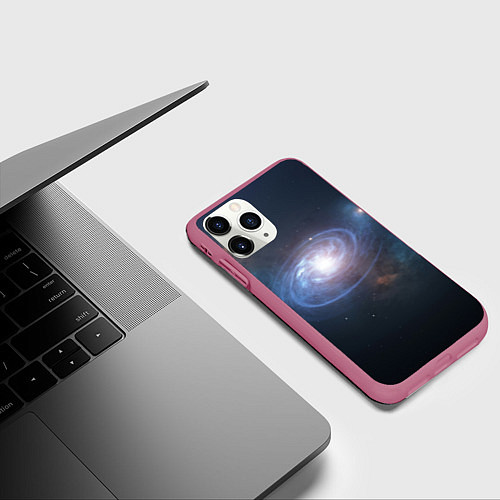 Чехол iPhone 11 Pro матовый Спиральная галактика / 3D-Малиновый – фото 3