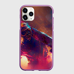 Чехол iPhone 11 Pro матовый Человек с пилой в маске, цвет: 3D-фиолетовый