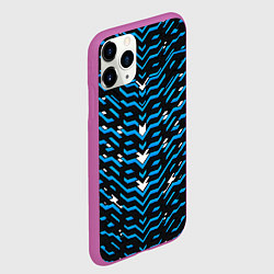 Чехол iPhone 11 Pro матовый Агрессивный чёрно-синий паттерн, цвет: 3D-фиолетовый — фото 2