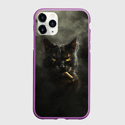 Чехол iPhone 11 Pro матовый Кот - Бегемот, цвет: 3D-фиолетовый