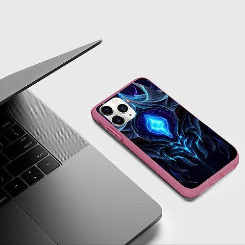 Чехол iPhone 11 Pro матовый Магическая синяя абстракция / 3D-Малиновый – фото 3