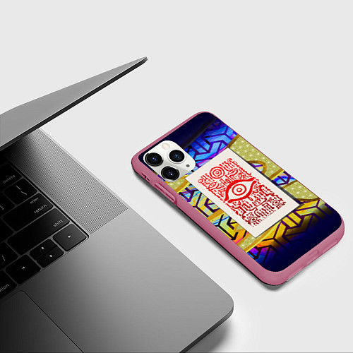 Чехол iPhone 11 Pro матовый Амулет и золотой туман / 3D-Малиновый – фото 3