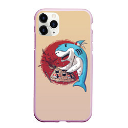 Чехол iPhone 11 Pro матовый Sushi shark, цвет: 3D-розовый