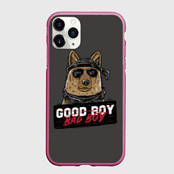 Чехол iPhone 11 Pro матовый Плохой мальчик овчарка, цвет: 3D-малиновый