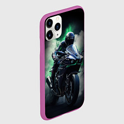 Чехол iPhone 11 Pro матовый Мотоциклист в дыму, цвет: 3D-фиолетовый — фото 2