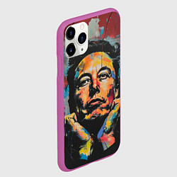 Чехол iPhone 11 Pro матовый Илон Маск граффити портрет, цвет: 3D-фиолетовый — фото 2
