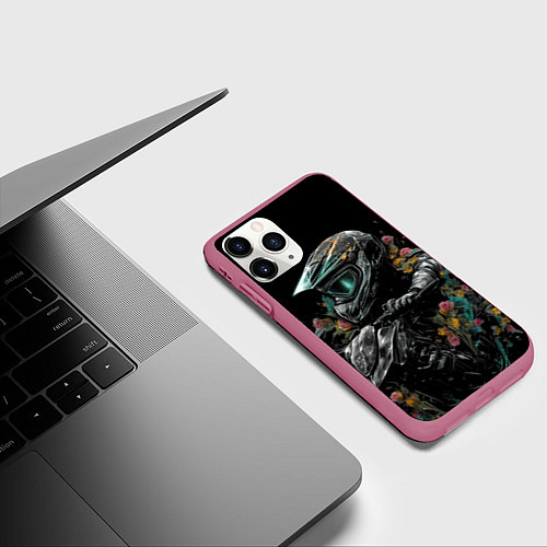 Чехол iPhone 11 Pro матовый Абстрактный байкер / 3D-Малиновый – фото 3