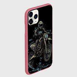 Чехол iPhone 11 Pro матовый Мото темный стиль, цвет: 3D-малиновый — фото 2