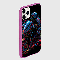 Чехол iPhone 11 Pro матовый Мотоцикл будущего в стиле киберпанк, цвет: 3D-фиолетовый — фото 2