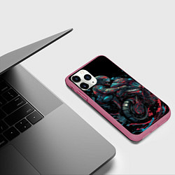 Чехол iPhone 11 Pro матовый Мотоцикл будущего в стиле киберпанк, цвет: 3D-малиновый — фото 2