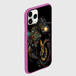 Чехол iPhone 11 Pro матовый Темный мотоцикл на черном фоне, цвет: 3D-фиолетовый — фото 2