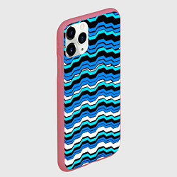 Чехол iPhone 11 Pro матовый Синие техно волны, цвет: 3D-малиновый — фото 2