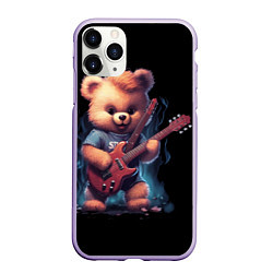 Чехол iPhone 11 Pro матовый Большой плюшевый медведь играет на гитаре, цвет: 3D-светло-сиреневый