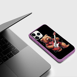 Чехол iPhone 11 Pro матовый Большой плюшевый медведь играет на гитаре, цвет: 3D-фиолетовый — фото 2
